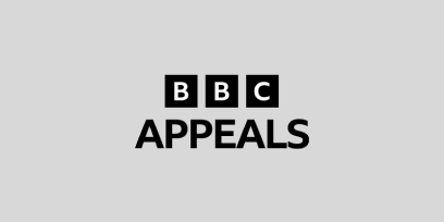 Text in speech bubble. Text reads BBC Appeals.